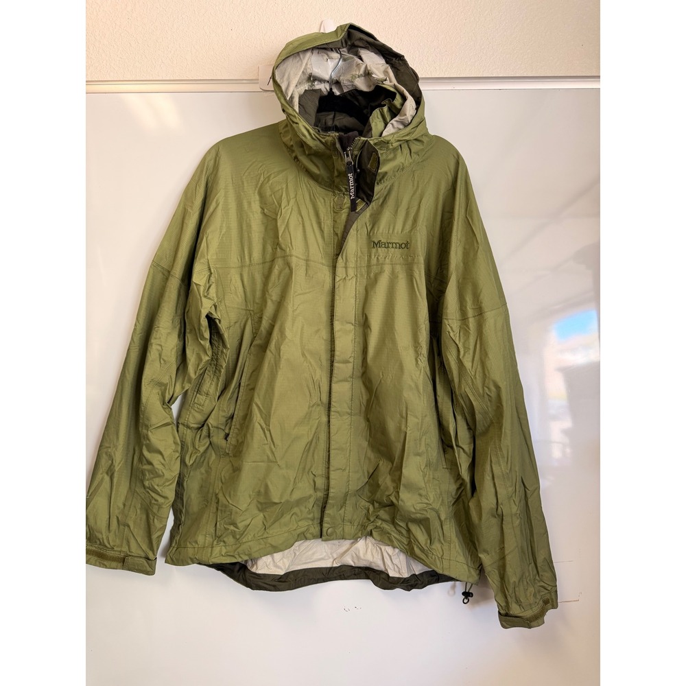 Marmot Mens PreCip Rain Jacket Olive Green Hooded Waterproof Shell L5491-1-DER L